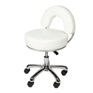 Стул мастера Мэдисон МД-2118 низкий, на колесиках, со спинкой, белый
